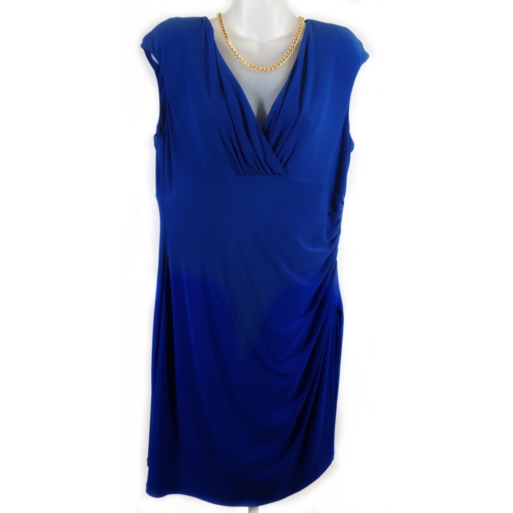 Ralph Lauren Royal Blue Ruched Stretch Dress 16